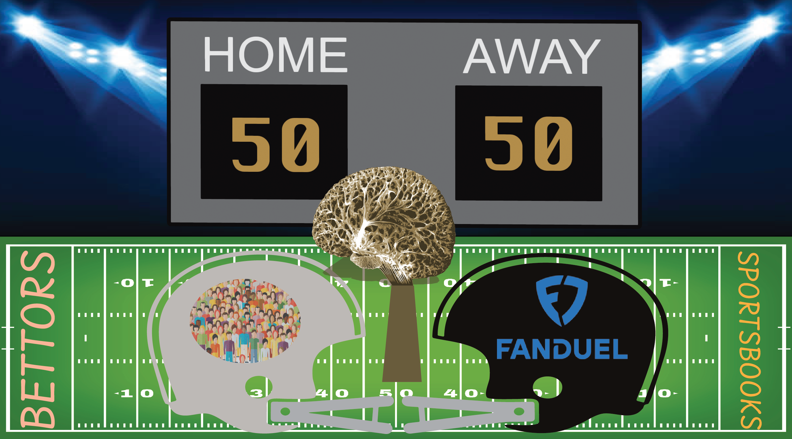 Diagram of sportsbook versus betting public